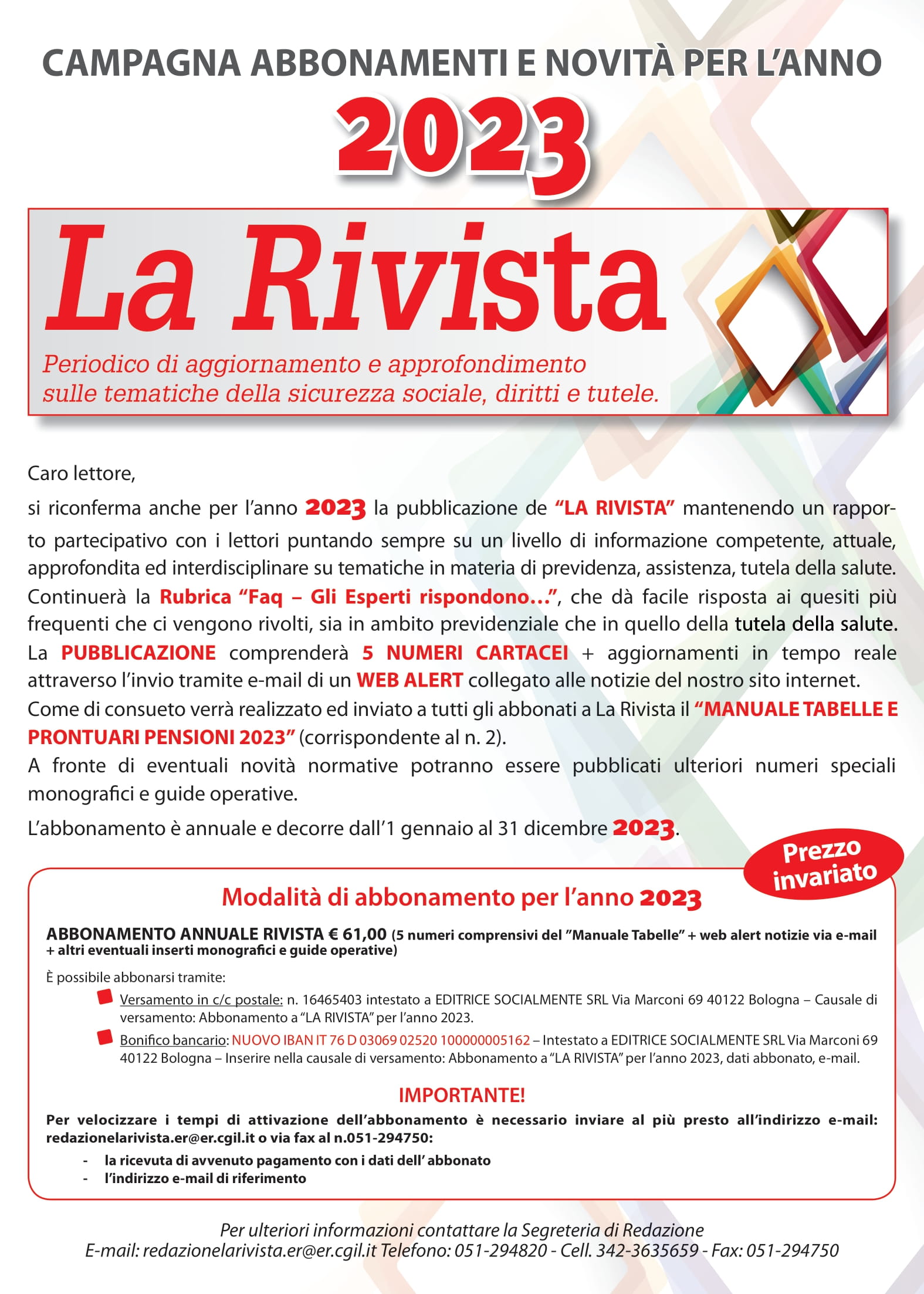 CAMPAGNA ABBONAMENTI LA RIVISTA 2023 1