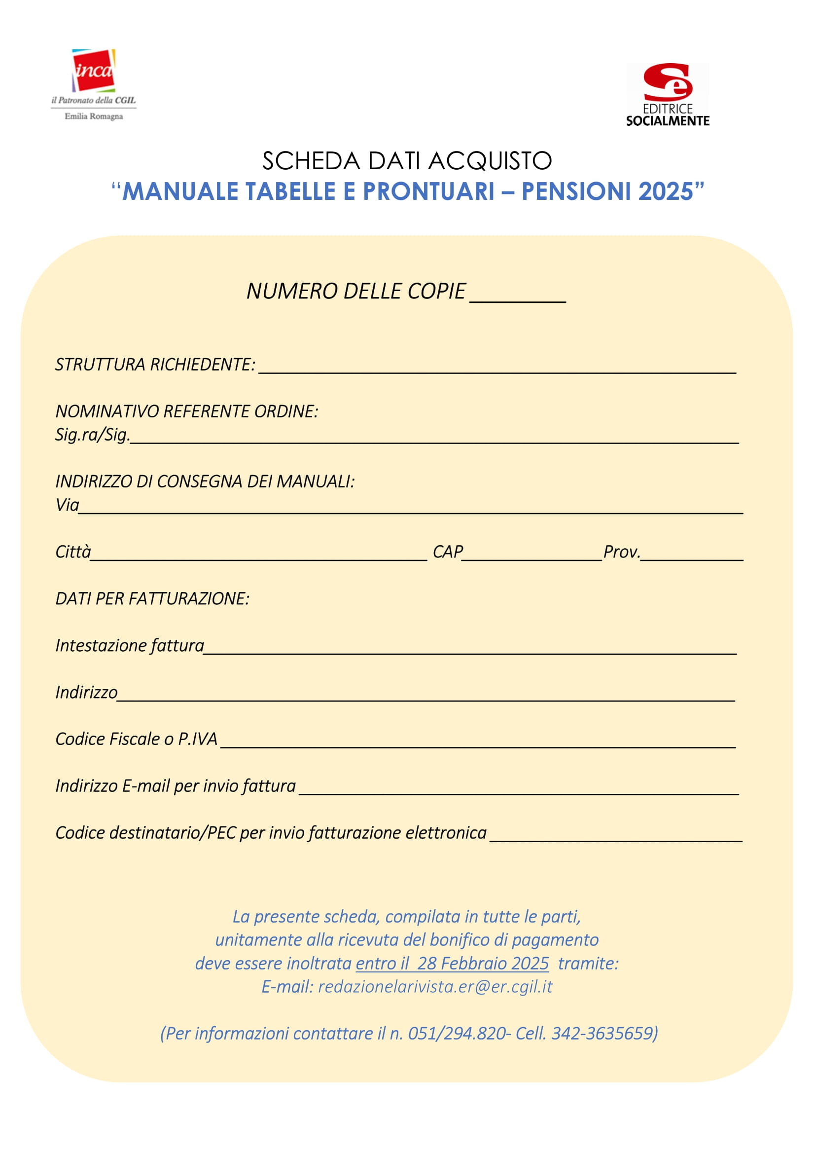 PROMOZIONE MANUALE TABELLE 2025 2