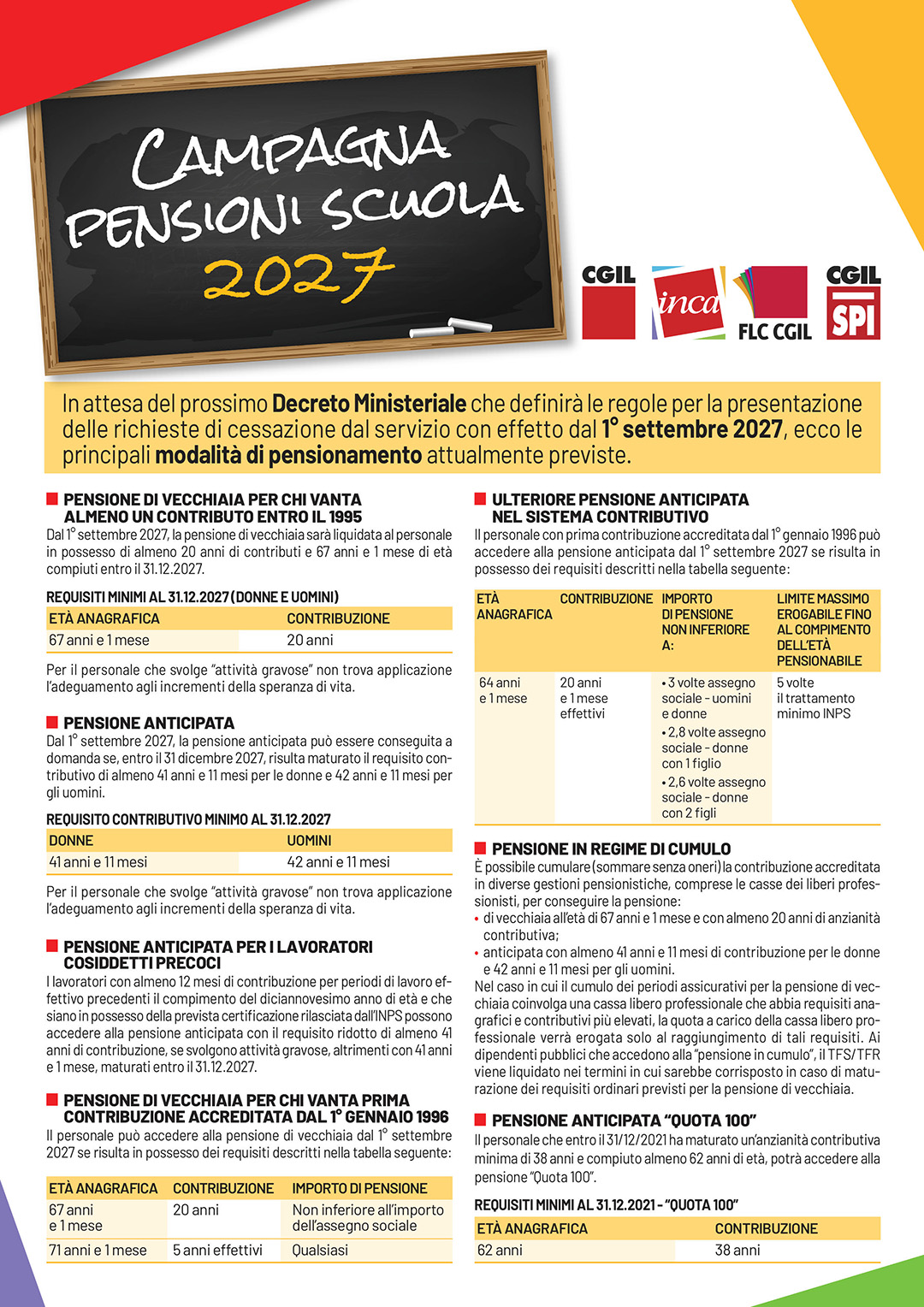 Campagna Pensioni SCUOLA 2027 volantino A