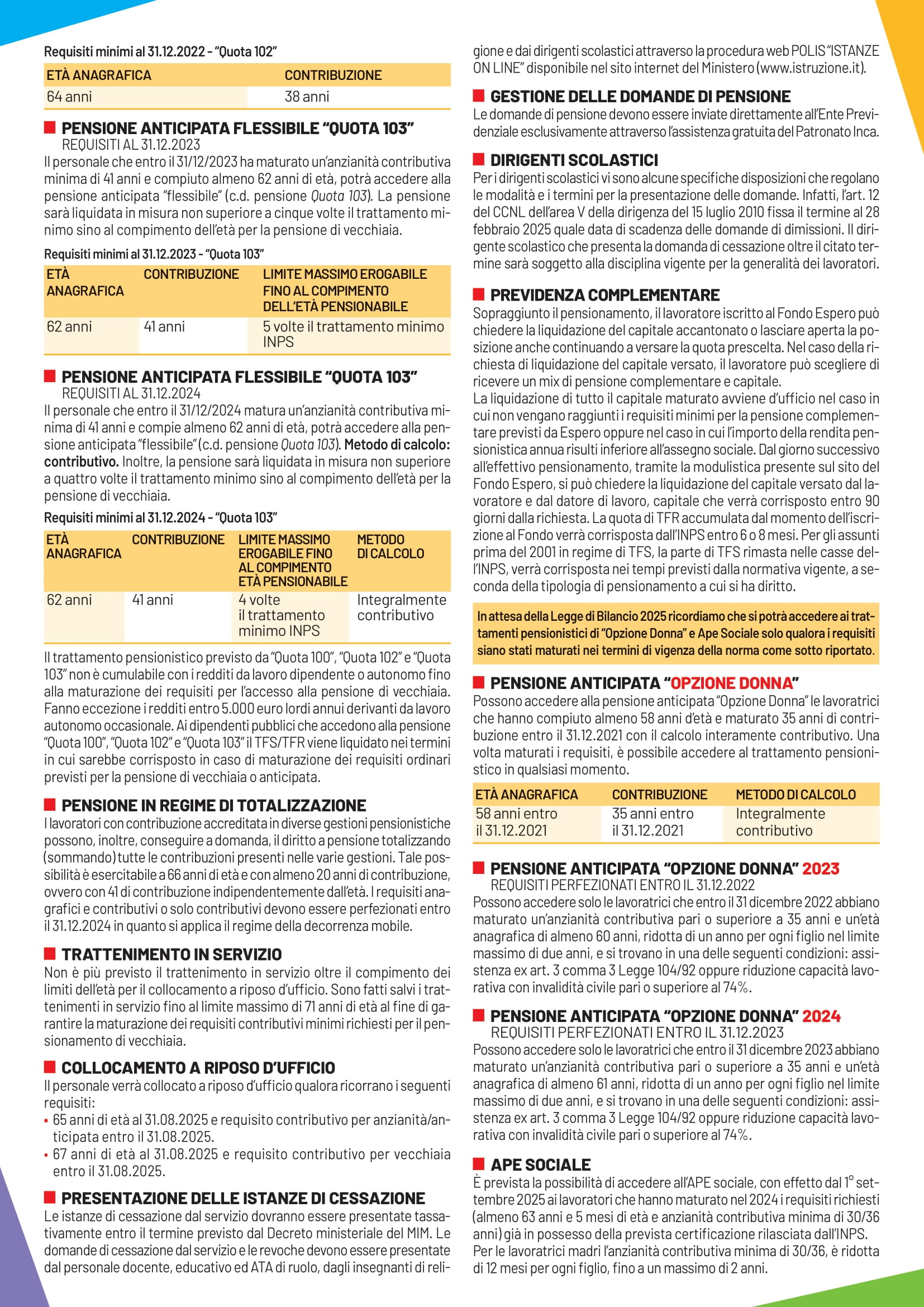 INCA FLC SPI Pensioni SCUOLA 2025 A4 volantino RETRO